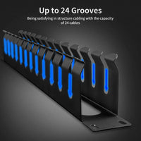 ZoeRax 1U 19 Inch Rack Mount Cable Management- All Metal 24 Slot Horizontal Wire Manager Server Rack Mount Cable Organizer thumbnail