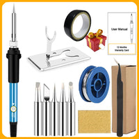 NEW Soldering Iron Kit Welding Tool (908-02:16-IN-1)(908-06:20-IN-1 With Digital Multimeter) 5 Extra Tips EU/US Plug 60W thumbnail