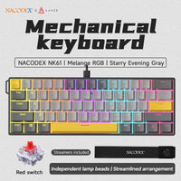 Ajazz NK61 Mechanical Wired Gaming Keyboard RGB Lighting Supports Hot-Swappable 61-Key Mechanical Wired Gaming Keyboard thumbnail