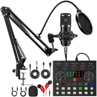 Podcast Equipment Bundle with BM800 Microphone and V8 Sound Card Podcast Equipment Metal Shock Mount Perfect for Phone PC DJ thumbnail