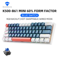 Machenike K500-B61 Mini Mechanical Keybaord 60% Form Factor 61Keys Gaming Keybaord Wired Full Key Hot-Swappable RGB Backlit thumbnail