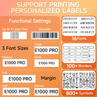 E1000 PRO Portable Printer Label Maker Tze-231 Label Printer Tape Keyboard Symbol Industrial Printer Work with Heat Shrink Tubes thumbnail