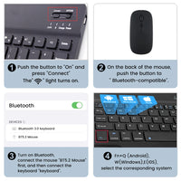 Bluetooth Wireless Keyboard Mouse For IOS Android Windows Tablet For iPad Air Mini Pro Spanish Korean Portugal Russian Keyboard thumbnail