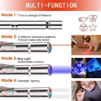 USB Rechargeable Cat Laser Pointer with 3 Modes 5 Patterns Lazer Projection Pen Red Dot LED Light Pointer Interactive Cat Toys thumbnail