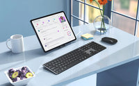 Seenda Wireless Bluetooth Keyboard and Mouse Combo Multi-Device Rechargeable Slim Keyboards and Mice for Win MacBook Pro Air thumbnail