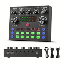 V8S Audio Mixer with Voice changer,Podcast Mixer,Sound Card for Phone Gaming Karaoke Studio Live Streaming Podcast thumbnail