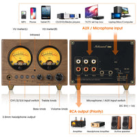 Nobsound VU1-W 4-IN-1-OUT Audio Selector 4-way Stere Switcher Home Preamp VU Meter with Remote Control thumbnail