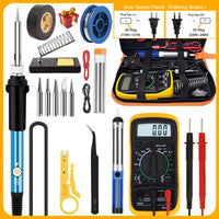 NEW Soldering Iron Kit Welding Tool (908-02:16-IN-1)(908-06:20-IN-1 With Digital Multimeter) 5 Extra Tips EU/US Plug 60W thumbnail