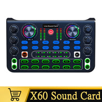 HD X60 Sound Card English Version Professional Sound Cards Audio Mixer For Karaoke Broadcast KTV Singing Live Sound Mixer thumbnail
