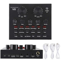 V8 Sound Card Audio Set Interface External Usb Live Microphone Sound Card Bluetooth Function For Computer Pc Mobile Phone Singin thumbnail