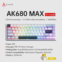 AJAZZ AK680 MAX Magnetic Switch Mechanical Keyboard 60% Rapid Trigger 0.01mm 8K/1K Return 68 keys Wired/Wireless Gaming Keybaord thumbnail