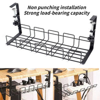Undertable Storage Rack Metal Cable Tray Computer Desk Wire Organizer without Perforated Kitchen Storage Accessories thumbnail