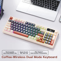 FreeWolf M96 Wireless Keyboard with Screen,Gaming Keyboard Bluetooth Dual-Mode Connection,Multi-Device Linking,Ergonomic thumbnail