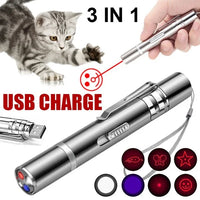 USB Rechargeable Cat Laser Pointer with 3 Modes 5 Patterns Lazer Projection Pen Red Dot LED Light Pointer Interactive Cat Toys thumbnail