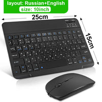 Bluetooth Wireless Keyboard Mouse For IOS Android Windows Tablet For iPad Air Mini Pro Spanish Korean Portugal Russian Keyboard thumbnail