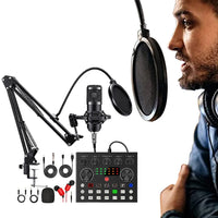 Podcast Equipment Bundle with BM800 Microphone and V8 Sound Card Podcast Equipment Metal Shock Mount Perfect for Phone PC DJ thumbnail