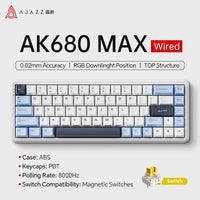 AJAZZ AK680 MAX Magnetic Switch Mechanical Keyboard 60% Rapid Trigger 0.01mm 8K/1K Return 68 keys Wired/Wireless Gaming Keybaord thumbnail
