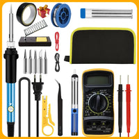 NEW Soldering Iron Kit Welding Tool (908-02:16-IN-1)(908-06:20-IN-1 With Digital Multimeter) 5 Extra Tips EU/US Plug 60W thumbnail