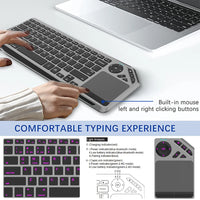 Bluetooth Wireless Keyboard with Touchpad 7-Colors Backlit 2.4g Rechargeable Trackpad Keyboard for Smart TV, IOS IPhone/IPad thumbnail