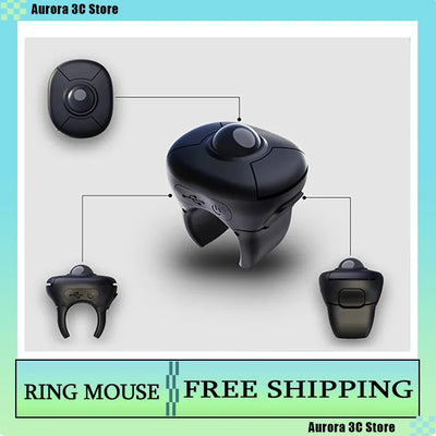 Trackball Ring Mouse Wireless Dual Mode Bluetooth E-Book Page Flipping Air Mouse Short Video for Pc Tablet IOS Smart Car PPT