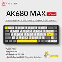 AJAZZ AK680 MAX Magnetic Switch Mechanical Keyboard 60% Rapid Trigger 0.01mm 8K/1K Return 68 keys Wired/Wireless Gaming Keybaord thumbnail