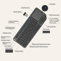 MRSVI A8 Mini Wireless Keyboard 2.4G 7-Color Backlight Touchpad Mouse Flashligt-Portable Applicable- Perfect For PC,Smart TV Box thumbnail