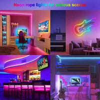 5V USB RGBIC Neon LED Strip Lights with Bluetooth APP Control Music Sync Waterproof Flexible Tape for Gaming Room Party Decor thumbnail