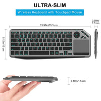 Bluetooth Wireless Keyboard with Touchpad 7-Colors Backlit 2.4g Rechargeable Trackpad Keyboard for Smart TV, IOS IPhone/IPad thumbnail