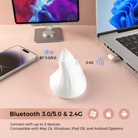 Kysona Vertical Mouse Wireless Bluetooth Ergonomic RGB Rechargeable 4000DPI 6 Mute Buttons for Tablet Laptops Computer PC Mice thumbnail