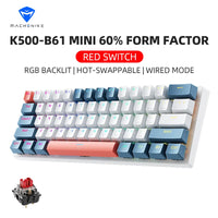 Machenike K500-B61 Mini Mechanical Keybaord 60% Form Factor 61Keys Gaming Keybaord Wired Full Key Hot-Swappable RGB Backlit thumbnail