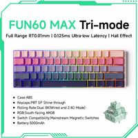 Akko MonsGeek FUN60 Mechanical Keyboard Magnetic Switch 60% Gaming Keyboards Rapid Trigger 0.01mm 8K ARGB HE/TMR Custom Keyboard thumbnail