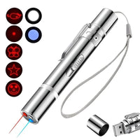 USB Rechargeable Cat Laser Pointer with 3 Modes 5 Patterns Lazer Projection Pen Red Dot LED Light Pointer Interactive Cat Toys thumbnail