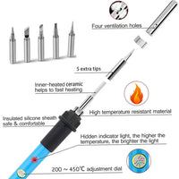 NEW Soldering Iron Kit Welding Tool (908-02:16-IN-1)(908-06:20-IN-1 With Digital Multimeter) 5 Extra Tips EU/US Plug 60W thumbnail