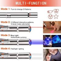 USB Rechargeable Cat Laser Pointer with 3 Modes 5 Patterns Lazer Projection Pen Red Dot LED Light Pointer Interactive Cat Toys thumbnail