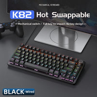 75% Mechanical Keyboard Wired with Media Knob, APAYADO Black Gaming Keyboard,Hot-Swap,ABS Cap Transparent Character Backlighting thumbnail