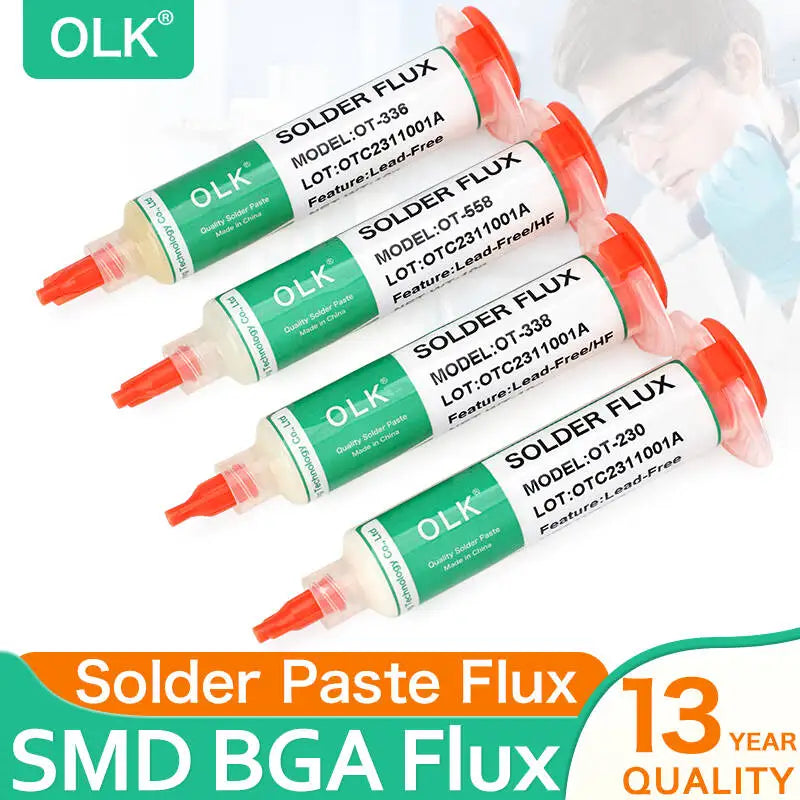 OLK SMD Welding Flux  PCB Repair Soldering No-clean Ball Planting Rosin Solder oil Lead-Free Halogen-Free BGA 10cc
