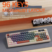 FreeWolf M96 Wireless Keyboard with Screen,Gaming Keyboard Bluetooth Dual-Mode Connection,Multi-Device Linking,Ergonomic thumbnail