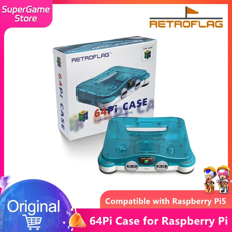 RetroFlag 64Pi Case for Raspberry Pi with Safe Shutdown and Reset Compatible with Raspberry Pi 5 Dual USB Ports SD Card Storage