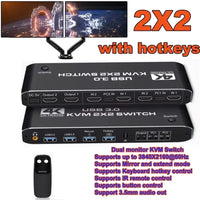 NEW 10 Port KVM Switch With EDID simulation HD-MIUSB3.0 KVM Switch for 10 Computer Share 1 Monitor 4 USB Device,With Audio RS232 thumbnail