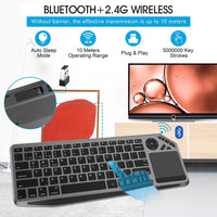 Bluetooth Wireless Keyboard with Touchpad 7-Colors Backlit 2.4g Rechargeable Trackpad Keyboard for Smart TV, IOS IPhone/IPad thumbnail