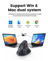 UGREEN Vertical Mouse Wireless Bluetooth5.0 2.4G Ergonomic 4000DPI 6 Mute Buttons for MacBook Tablet Laptops Computer PC Mice thumbnail