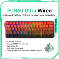 Akko MonsGeek FUN60 Mechanical Keyboard Magnetic Switch 60% Gaming Keyboards Rapid Trigger 0.01mm 8K ARGB HE/TMR Custom Keyboard thumbnail