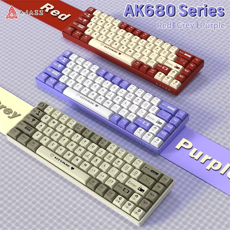 AJAZZ AK680 65% Wired Gaming Mechanical Keyboard Hot Swap Mini Keyboard Custom Keycap Gasket for Pc Laptop