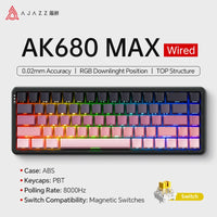AJAZZ AK680 MAX Magnetic Switch Mechanical Keyboard 60% Rapid Trigger 0.01mm 8K/1K Return 68 keys Wired/Wireless Gaming Keybaord thumbnail