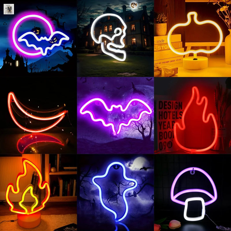 Halloween Led Neon Sign, Party Wall Art Decoration, Horror Atmosphere, Signature Neon Pendant, Room Night Light, USB or Battery Powered