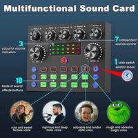 V8S Audio Mixer with Voice changer,Podcast Mixer,Sound Card for Phone Gaming Karaoke Studio Live Streaming Podcast thumbnail