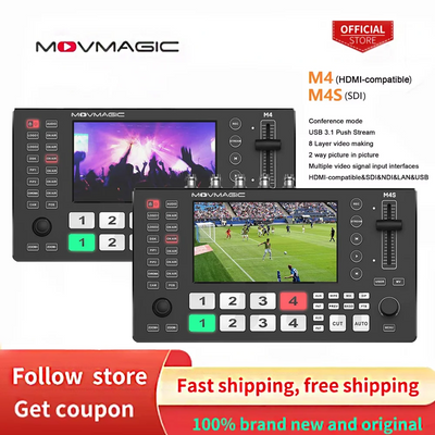 MOVMAGIC M4 M4S 5.5 Inch (4K/60P) Input 5CH Video switcher with 4HDMI&4SDI 1USB Input,USB 3.1 Support PTZ/USB/SD.