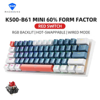 Machenike K500-B61 Mini Mechanical Keybaord 60% Form Factor 61Keys Gaming Keybaord Wired Full Key Hot-Swappable RGB Backlit thumbnail