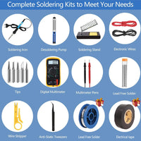 NEW Soldering Iron Kit Welding Tool (908-02:16-IN-1)(908-06:20-IN-1 With Digital Multimeter) 5 Extra Tips EU/US Plug 60W thumbnail