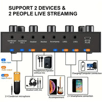 V8S Audio Mixer with Voice changer,Podcast Mixer,Sound Card for Phone Gaming Karaoke Studio Live Streaming Podcast thumbnail